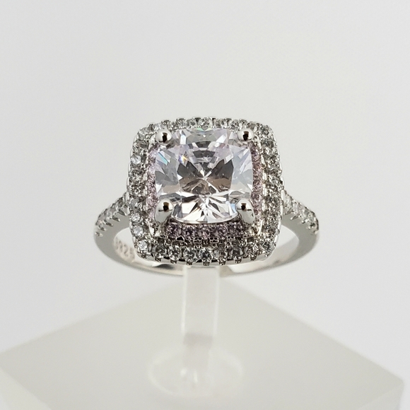 Sterling Pink Halo 2ct Solitaire